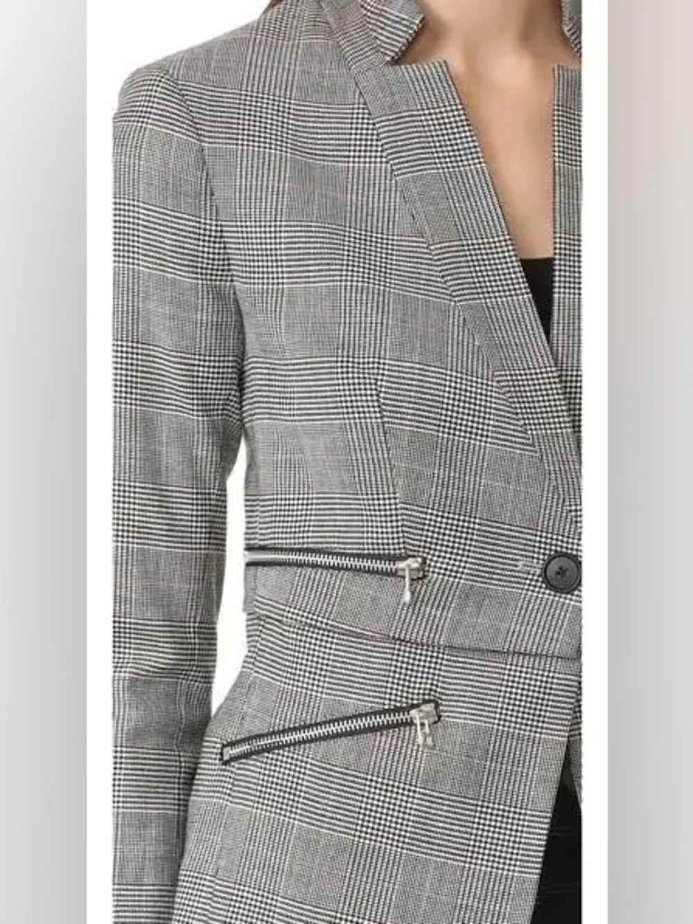 Veronica Beard Dickey Paloma Zip Plaid Blazer Jacket 0 Luxury Chic Business Boss - Picture 4 of 13